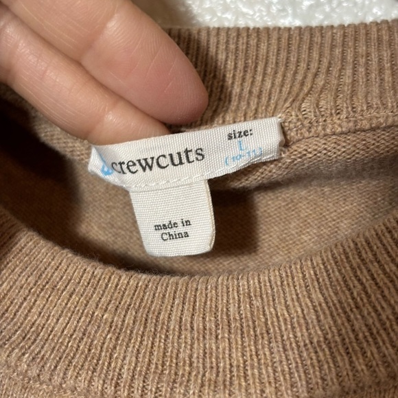 J. Crew Crewcuts Tan Crewneck Pullover Sweater Size 10-12 Cotton Cashmere Blend - Picture 2 of 4